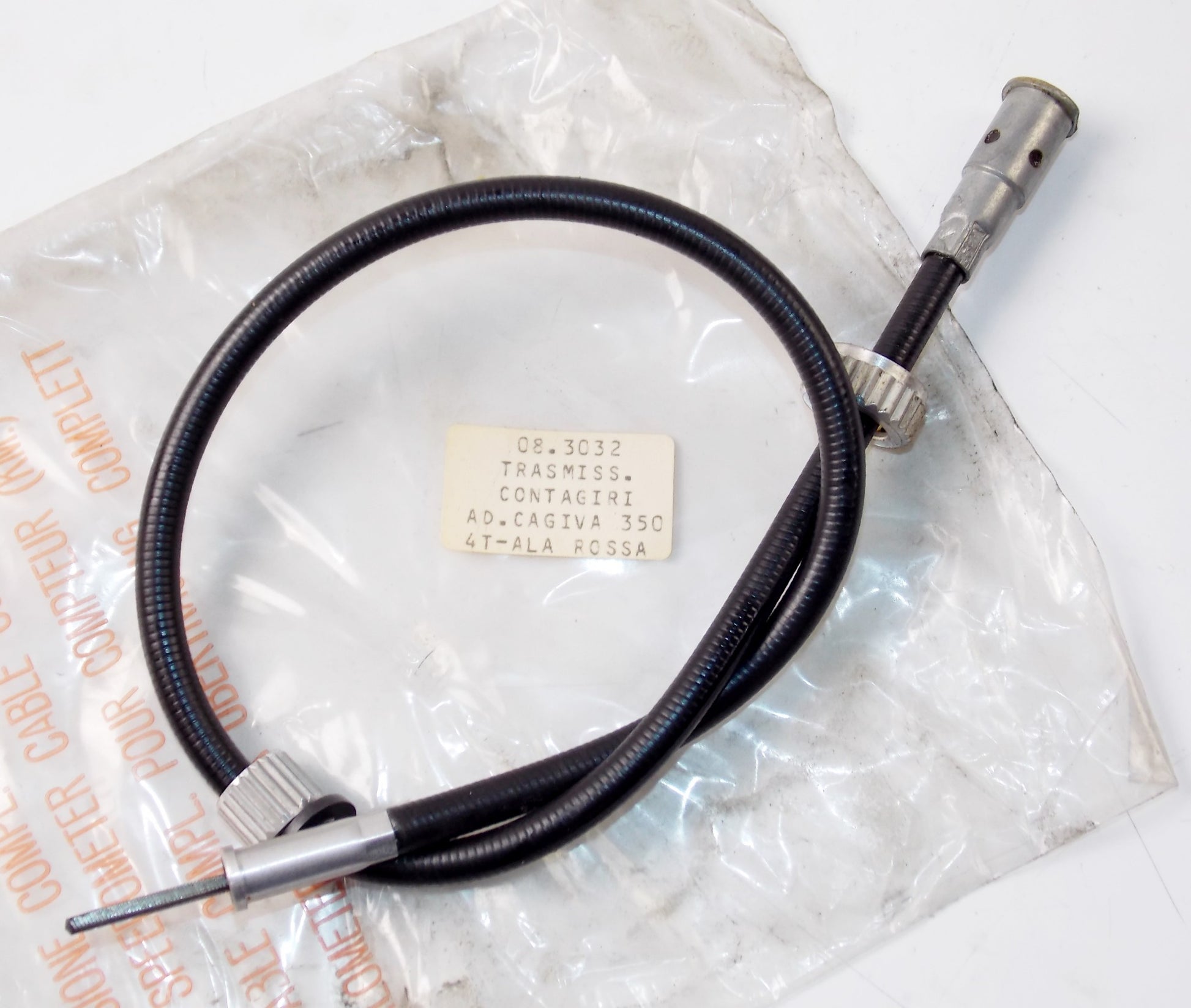 NOS BLACK VINYL TACHOMETER CABLE CAGIVA 350 4T ALA ROSSA 08-3032 - MotoRaider