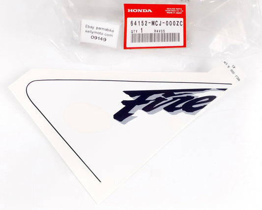 NOS OEM 2000-2001 HONDA CBR900 "FIRE" SIDE DECAL EMBLEM LOGO 64152-MCJ-000ZC - MotoRaider