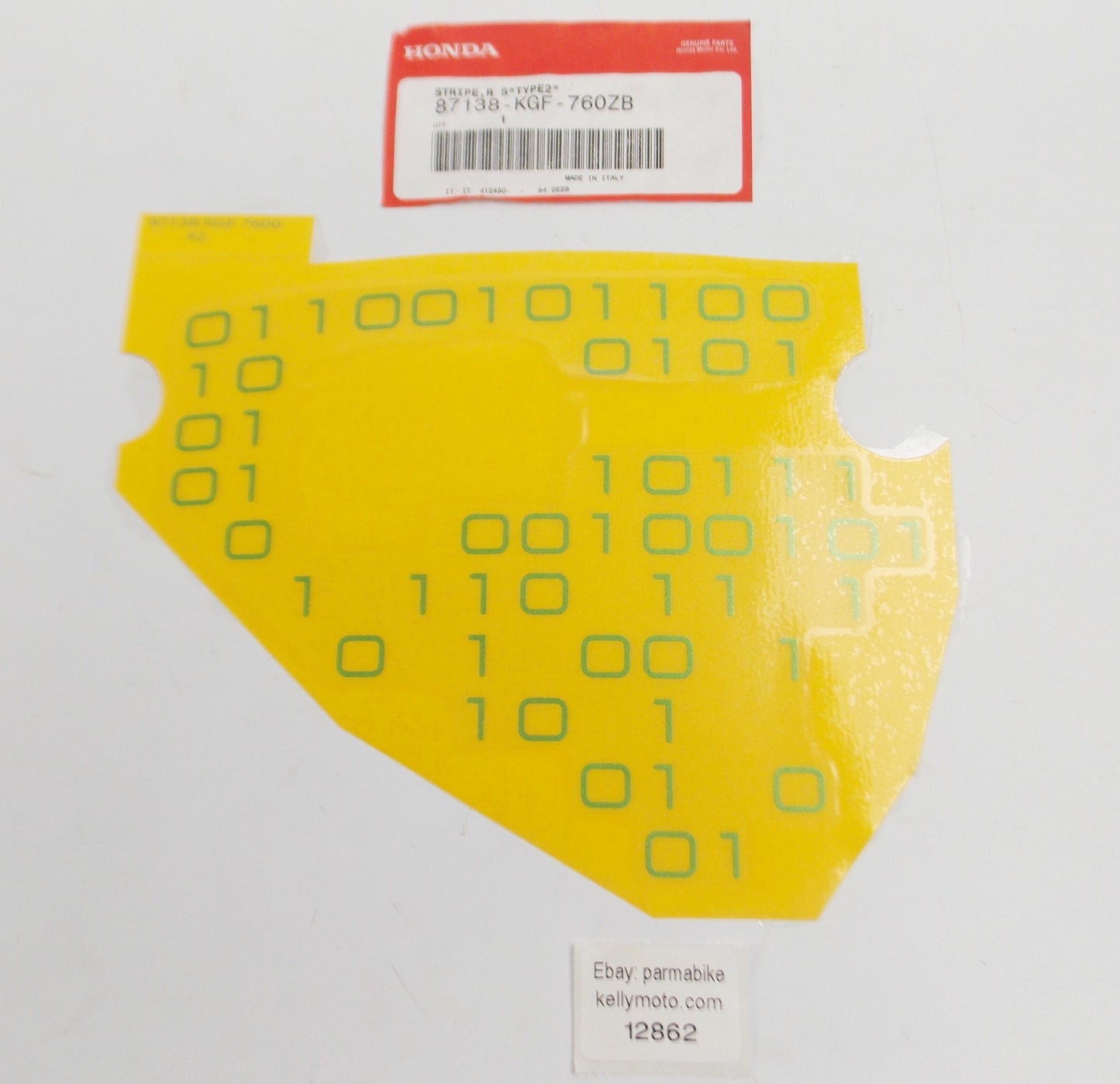 OEM HONDA 2000-02 NES125 MARK/STRIPE DECAL R. BODY COVER TYPE2 87138-KGF-760Z - MotoRaider