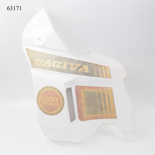 NOS OEM CAGIVA 89-90 COCIS 50-2 LH SIDE PANEL FAIRING "LUCKY EXPLORER" 800063171 - MotoRaider