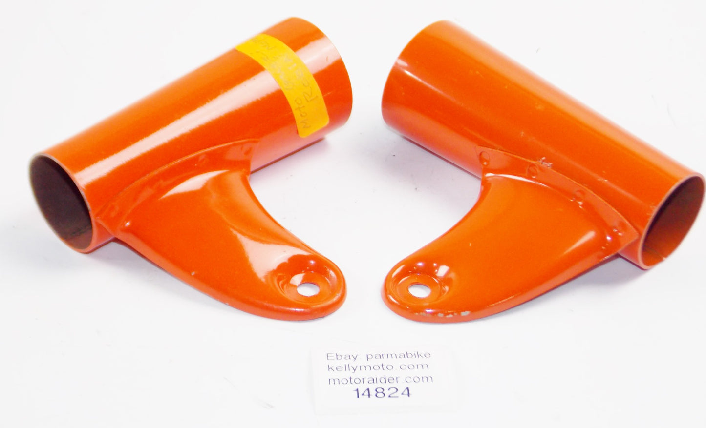 1970's NOS MOTO GUZZI ROBIN MOPED RH LH HEADLIGHT MOUNTS BRACKETS EARS ORANGE - MotoRaider