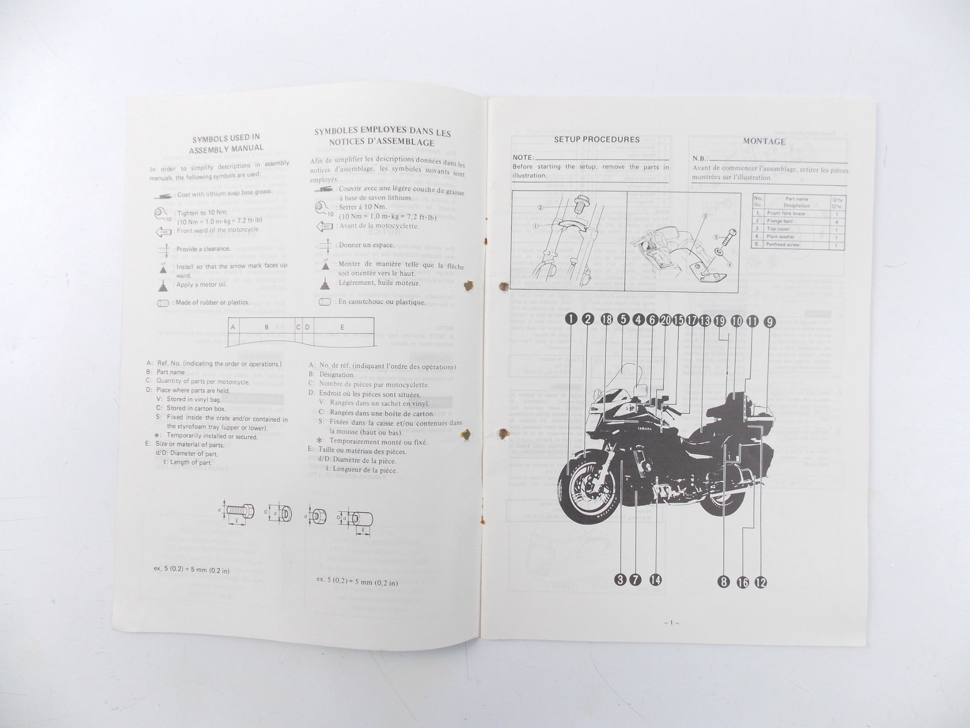 YAMAHA XVZ13TD ASSEMBLY MANUAL BOOK ENGLISH/ITALIAN 3JS-28107-70 - MotoRaider