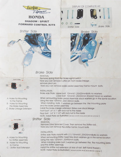 NOS LIGHTING PERFORMANCE PRODUCTS FORWARD CONTROL BRACKET PLATES KIT HONDA SS750 - MotoRaider