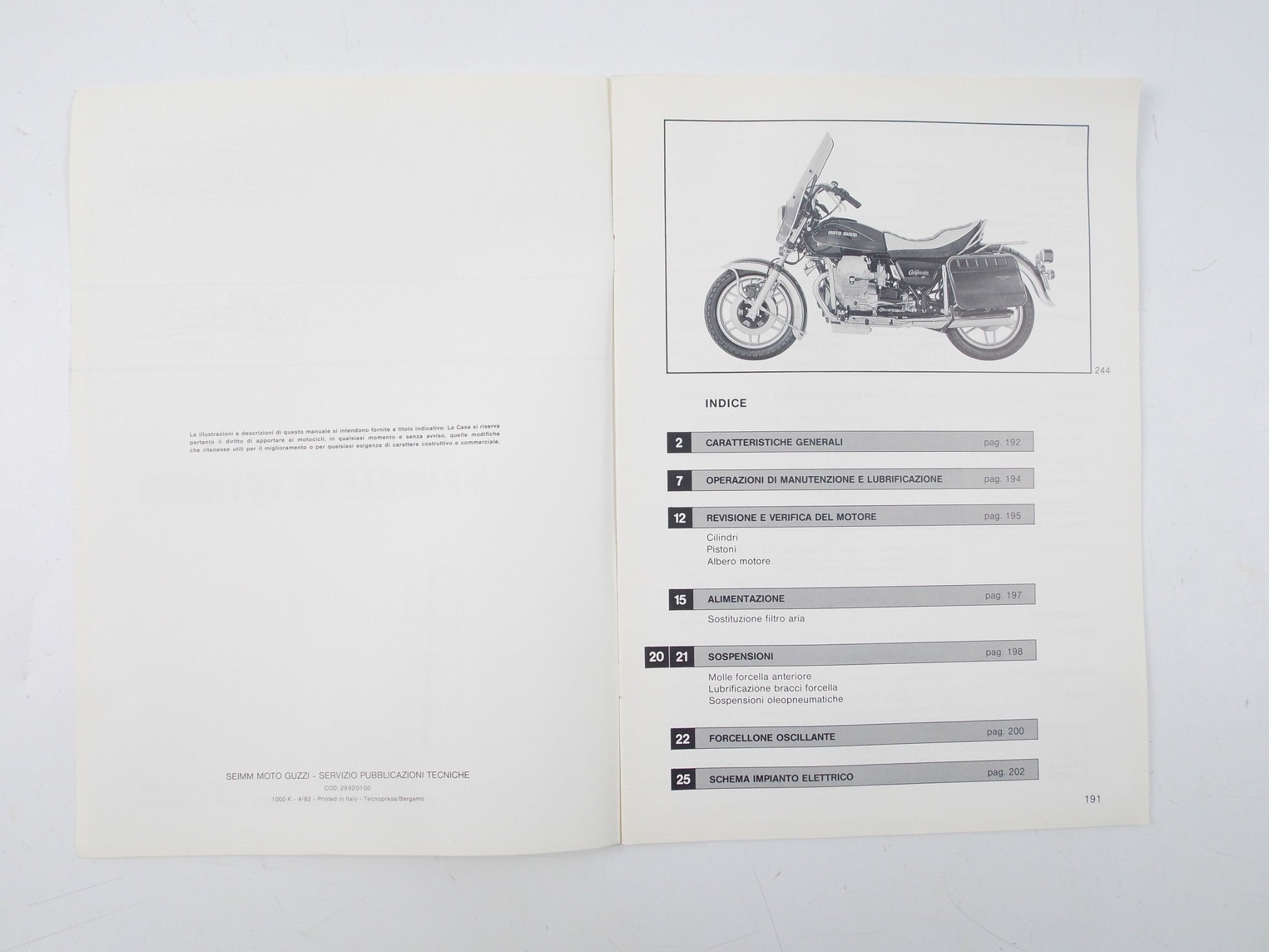 MOTO GUZZI CALIFORNIA II COD. 29920100 WORKSHOP MANUAL - MotoRaider