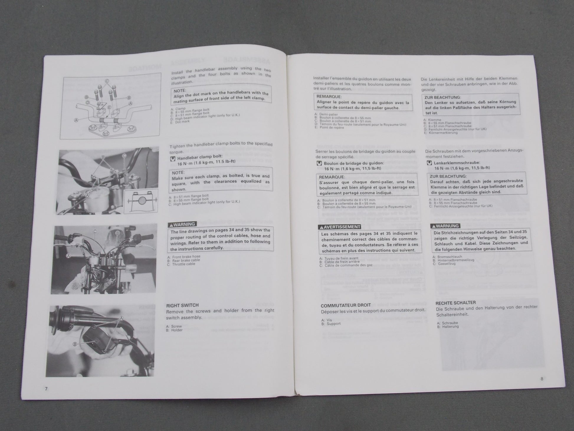 SUZUKI TR50SW SET-UP MANUAL BOOK ENGLISH FRENCH GERMAN 99505-01168-011 - MotoRaider