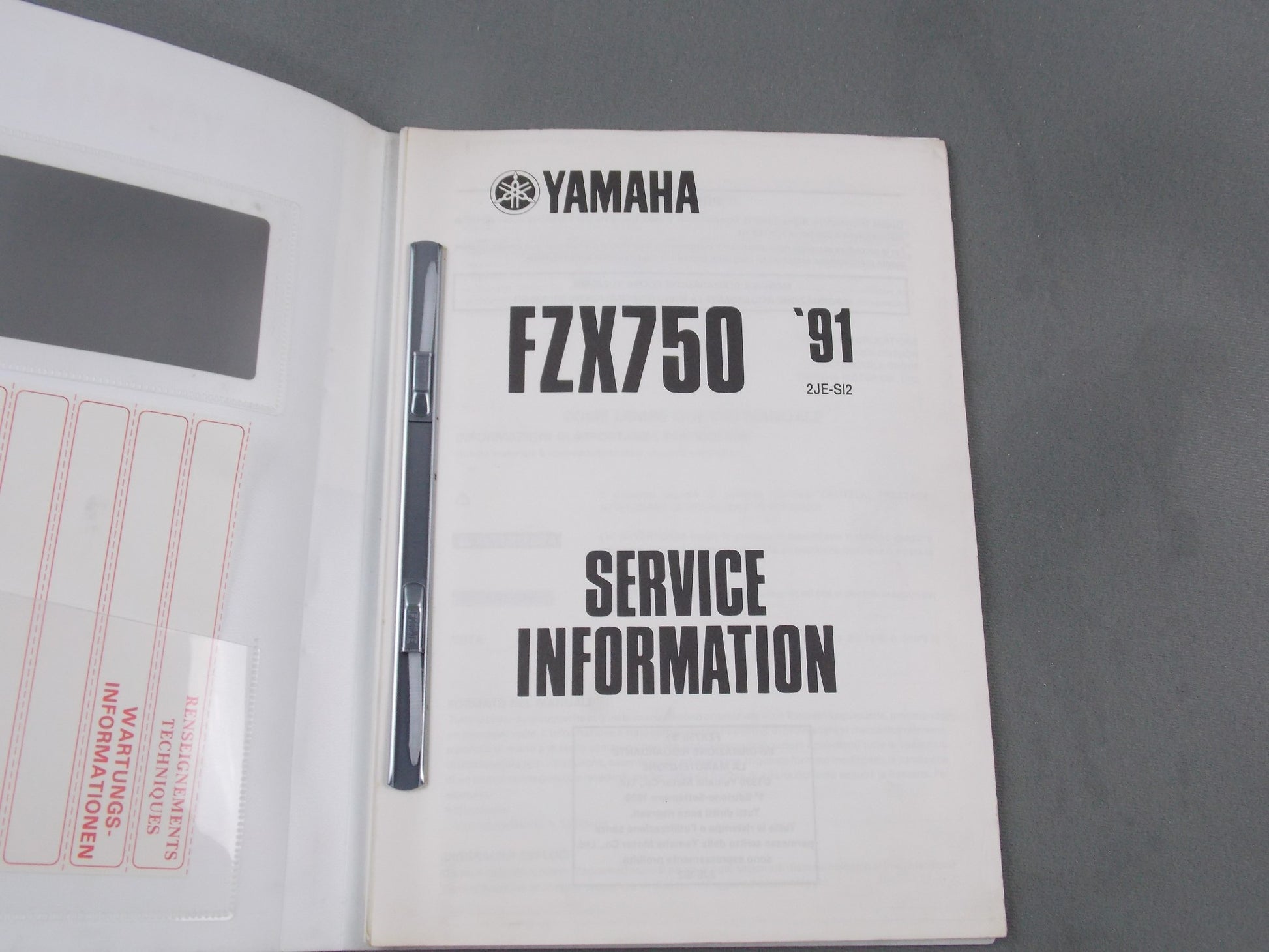 YAMAHA 1991 FZX750 SERVICE INFORMATION MANUAL ITALIAN BOOK # 2JE-SI2 - MotoRaider