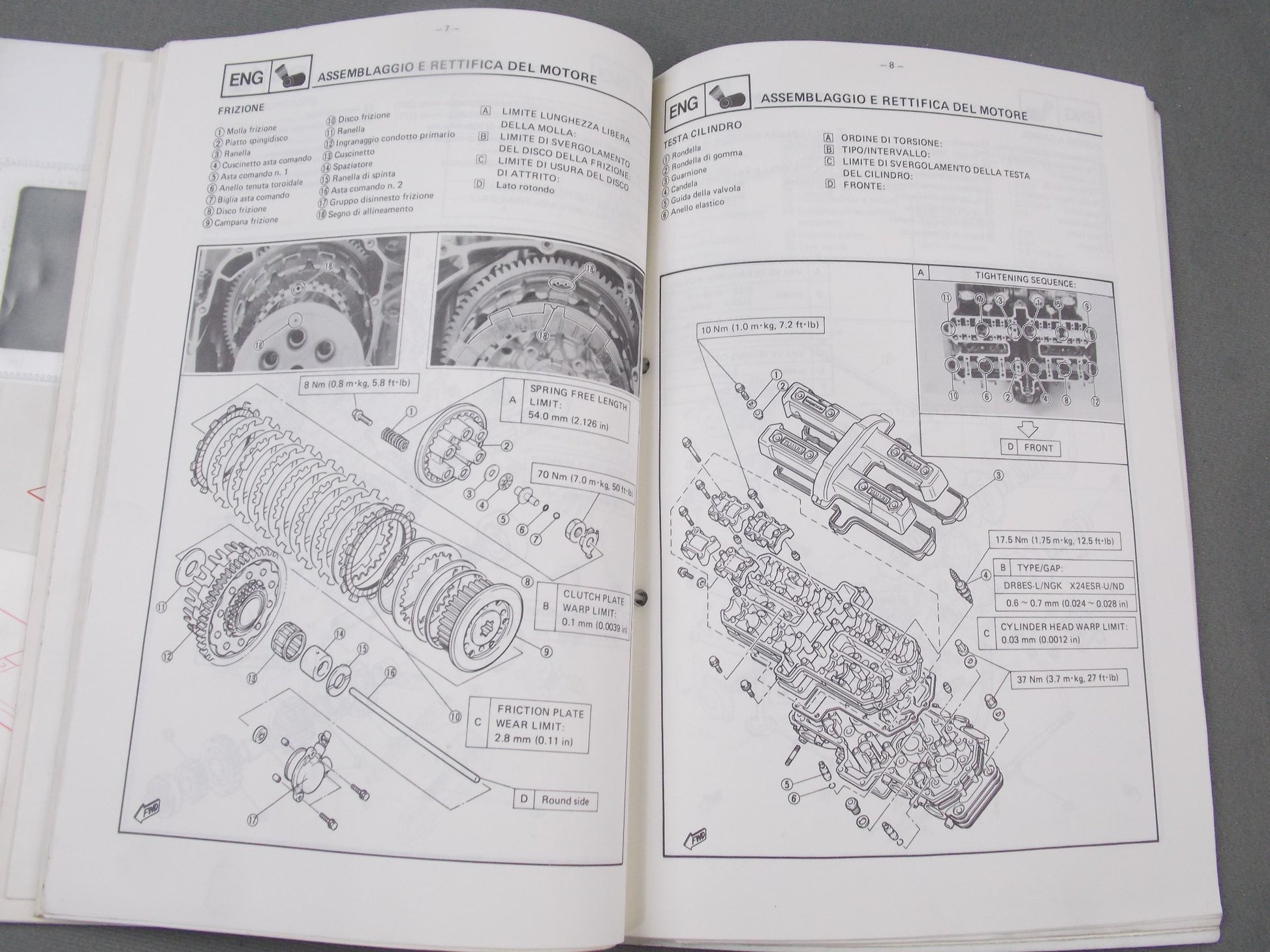 YAMAHA 1991 FZX750 SERVICE INFORMATION MANUAL ITALIAN BOOK # 2JE-SI2 - MotoRaider