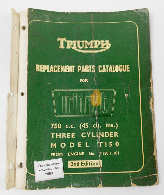 1969 TRIUMPH TRIDENT 750cc/T150 REPLACEMENT PART CATALOG BOOK MANUAL 2ND EDITION - MotoRaider