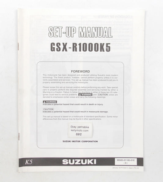 SUZUKI 2005 GSX-R1000K5 SET-UP MANUAL BROCHURE PAMPHLET ENGLISH 99505-01185-01E - MotoRaider