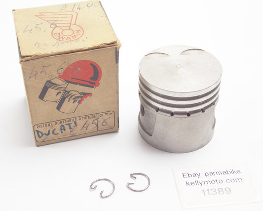 NOS DINAMIN PISTON + CLIPS SET DIAMETER 45.6 mm DUCATI 60 cc MINI BIKE MOTOR - MotoRaider