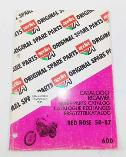 1987 APRILIA RED ROSE 50 SPARE PARTS CATALOG MANUAL BOOK 600 - MotoRaider