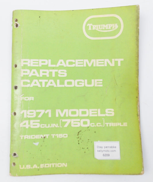 ORIGINAL TRIUMPH 1971 MODELS TRIDENT T150 750cc REPLACEMENT PARTS CATALOG - MotoRaider