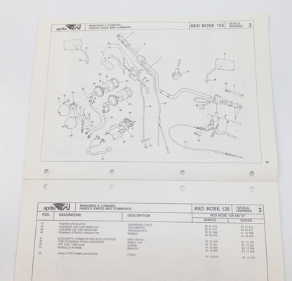 APRILIA RED ROSE 125 FRAME MOTOR CHASSIS SPARE PARTS CATALOG MANUAL BOOK 601 - MotoRaider