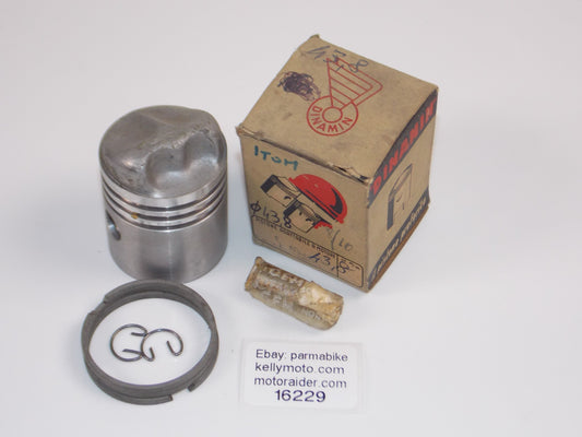 NOS ITOM DINAMIN 108 PISTON 43.8MM+12MM PIN+CIRCLIPS+RINGS VINTAGE ITALY # 16229 - MotoRaider