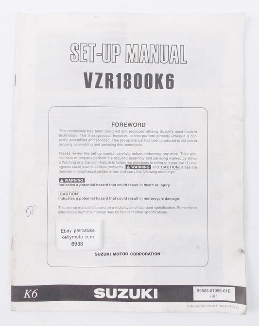 SUZUKI VZR1800K6 SET-UP ASSEMBLY MANUAL BOOKLET ENGLISH 99505-01096-01E - MotoRaider