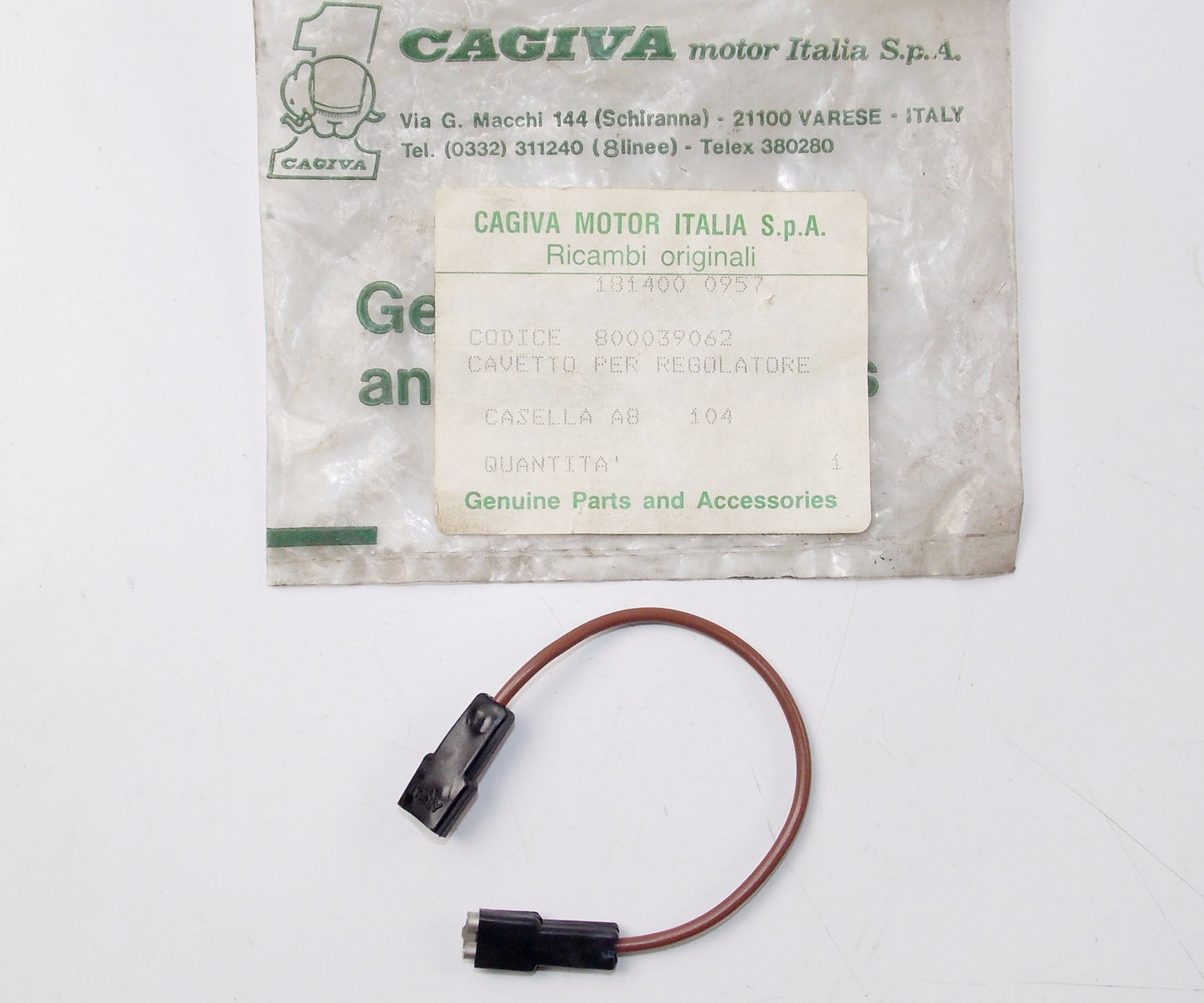 NOS OEM CAGIVA 1985 ALLETA ROSSA 125 REGULATOR CABLE 800039062 - MotoRaider