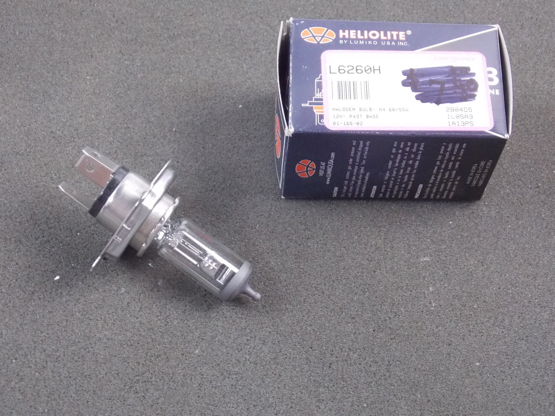 HELIOLITE HALOGEN HEADLIGHT BULB H4 60/55W 12V P43T BASE MOTORCYCLES L6260H - MotoRaider