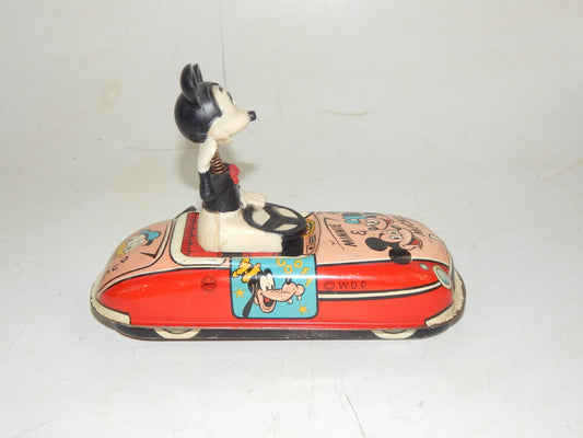 1950's TIN FRICTION TOY CAR MAR WDP DISNEY MINNIE MICKEY PLUTO GOOFY DONALD - MotoRaider