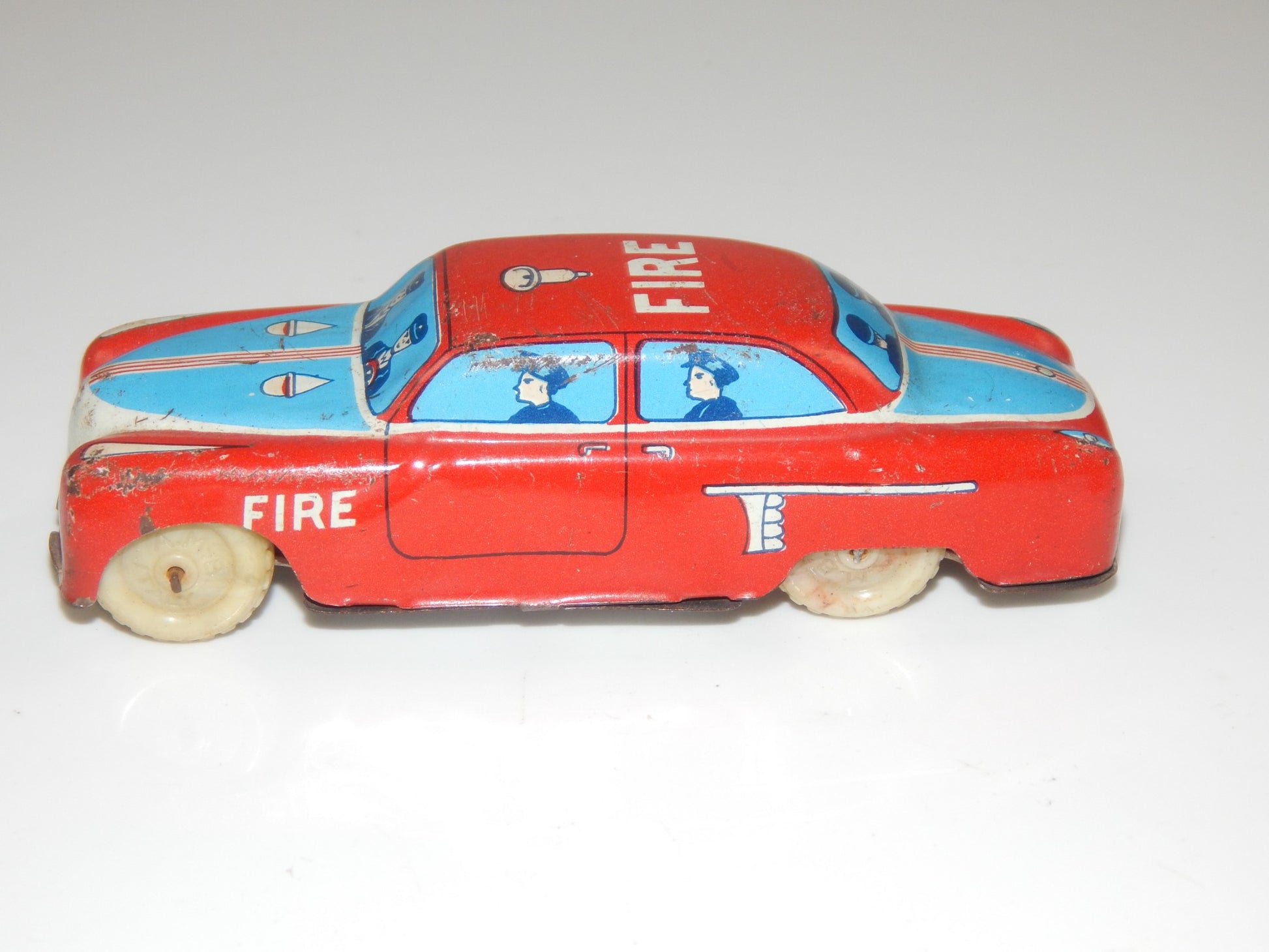 1950's ACM ITALY TIN TOY FIRE DEPARTMENT CAR VINTAGE L=120mm - MotoRaider