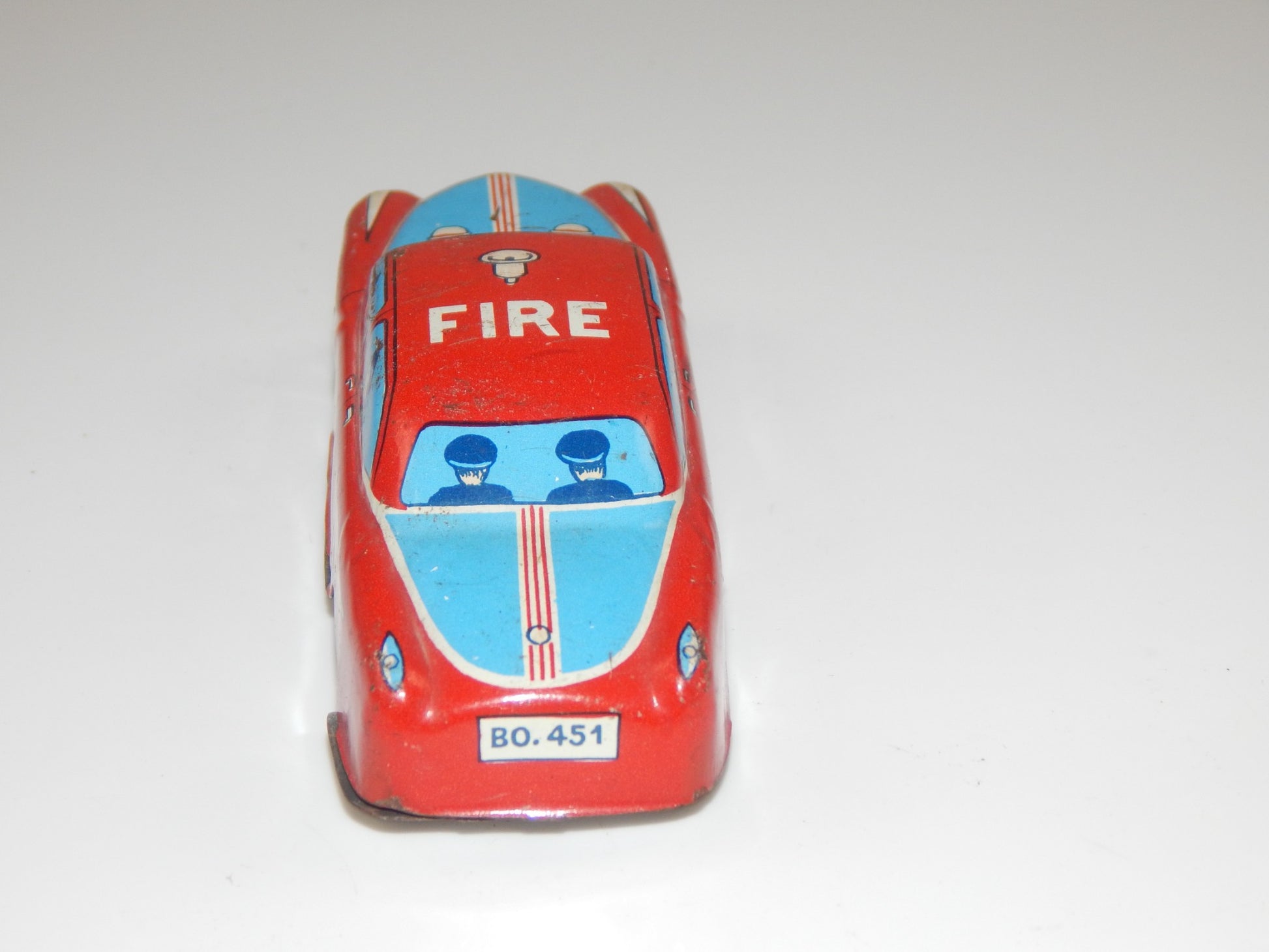 1950's ACM ITALY TIN TOY FIRE DEPARTMENT CAR VINTAGE L=120mm - MotoRaider