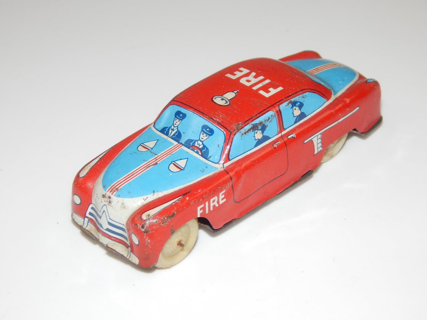 1950's ACM ITALY TIN TOY FIRE DEPARTMENT CAR VINTAGE L=120mm - MotoRaider