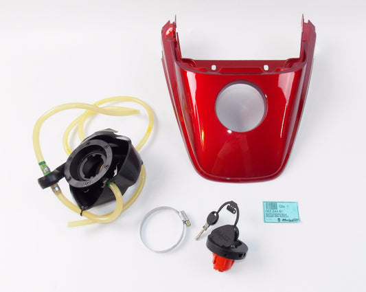 OEM MALAGUTI CROSSER CR1 RED TAIL GAS TANK COVER + FUEL CAP + GASKET 063.244.81 - MotoRaider