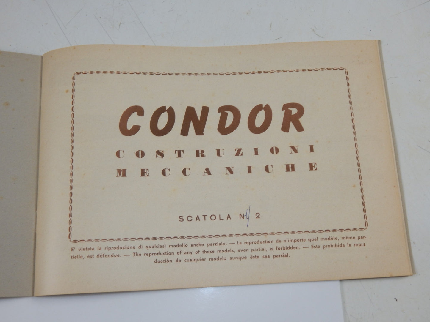 1950's CONDOR COSTRUZIONI MECCCANICHE MECCANO TOY BOX ITALY  VINTAGE SCATOLA 2 - MotoRaider