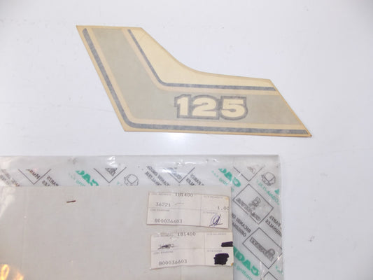 NOS OEM CAGIVA SXT 125 LEFT SIDE PANEL STICKER "125" 800036603 - MotoRaider