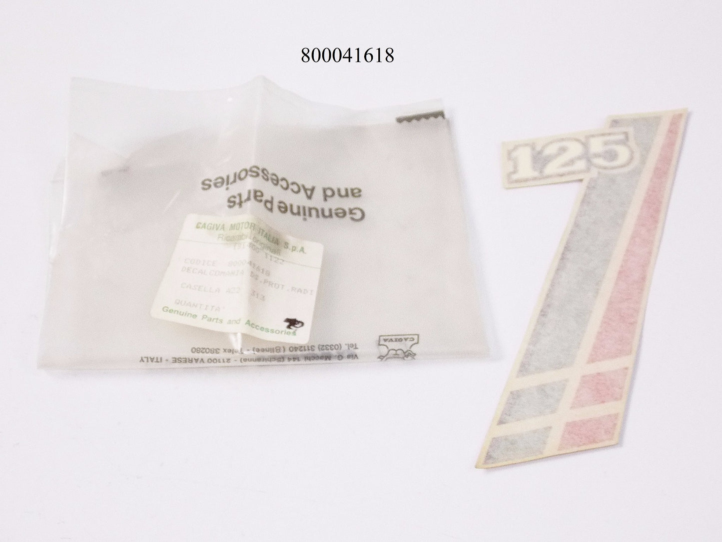 NOS OEM CAGIVA 1985 ALLETA ROSSA 125 TRIM WHITE RIGHT GUARD STICKER 800041618 - MotoRaider