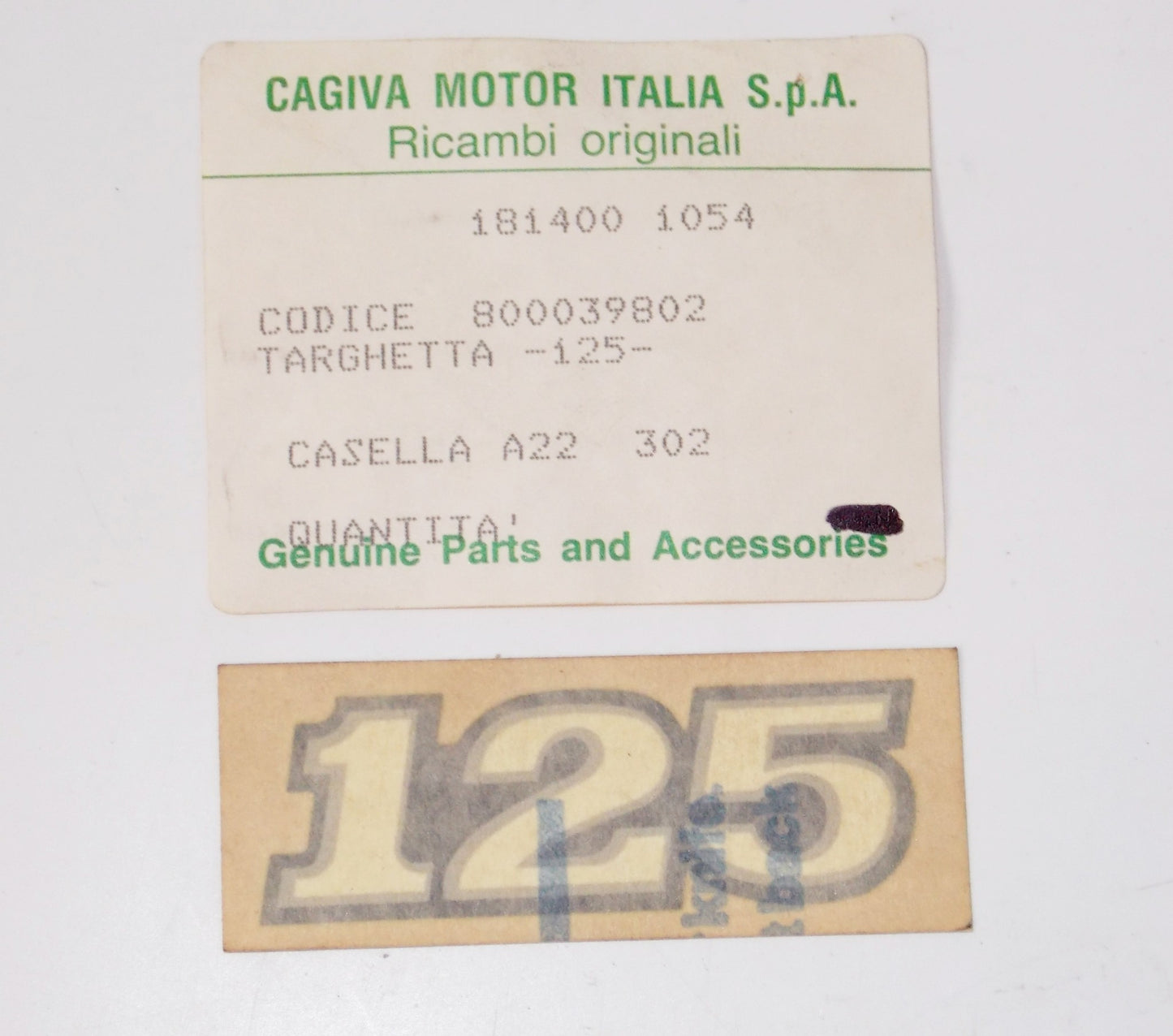 NOS OEM CAGIVA ALETTA ROSSA STICKER EMBLEM DECAL MARK "125" 800039802 - MotoRaider