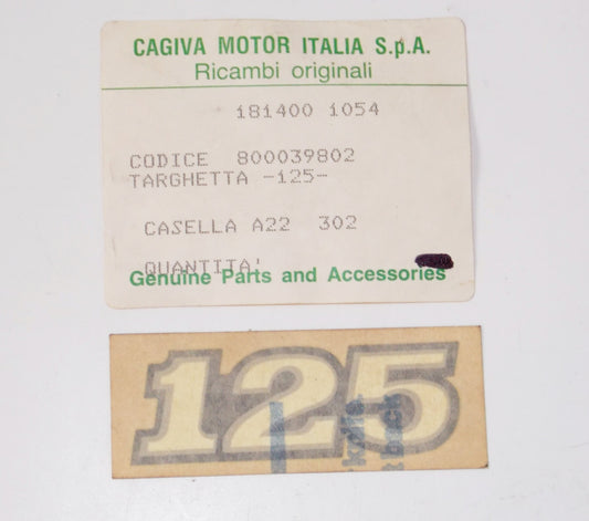 NOS OEM CAGIVA ALETTA ROSSA STICKER EMBLEM DECAL MARK "125" 800039802 - MotoRaider