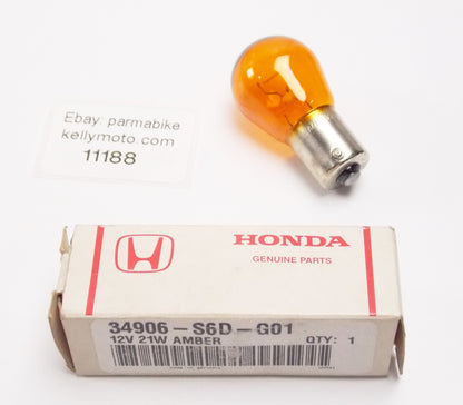 OEM HONDA LIGHT BULB AMBER 12V Py21W OSRAM 7507 TURN SIGNAL 34906-S6D-G01 - MotoRaider