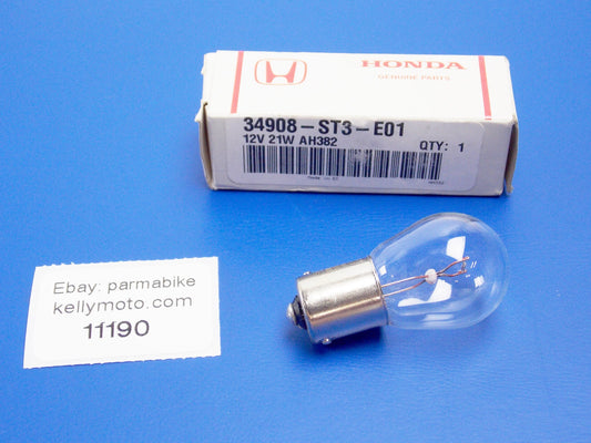 OEM HONDA LIGHT BULB CLEAR 12V P21W AH382 OSRAM 7506 TAIL/LICENSE 34908-ST3-E01 - MotoRaider