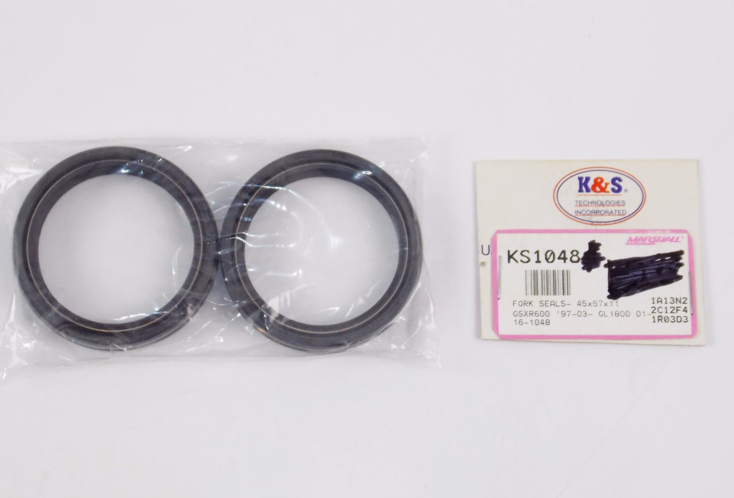 K&S FRONT FORK SEALS 45x57x11 SUZUKI 97-03 GSXR600 HONDA GL1800 '01-10 # 16-1048 - MotoRaider