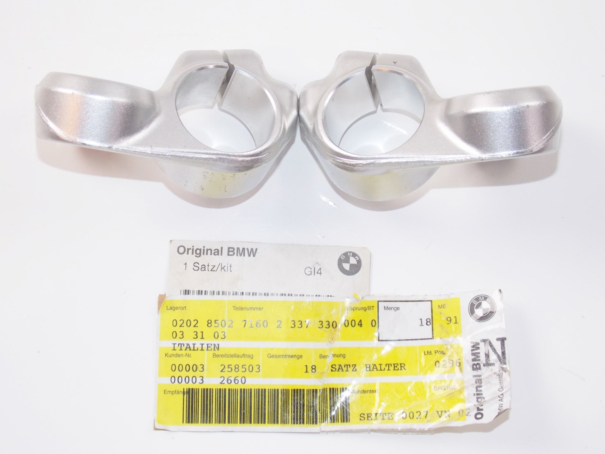 NOS OEM BMW 96-01 K 1200RS SET OF BRACKETS HANDLEBAR COMFORT 71602337330 - MotoRaider