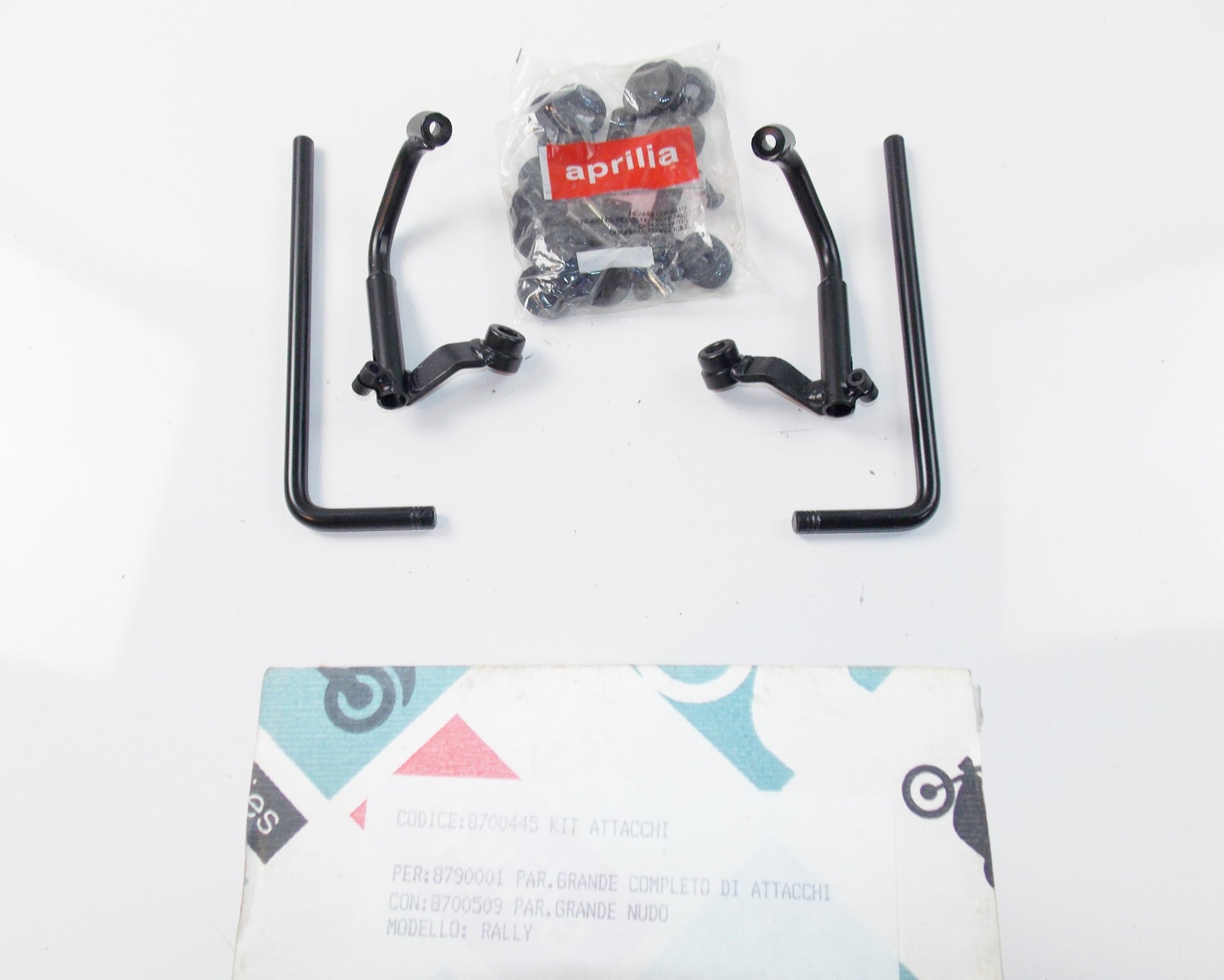 NOS OEM APRILIA 95-03 RALLY 50 WINDSHIELD SUPPORT BRACKET KIT AP8700445 - MotoRaider